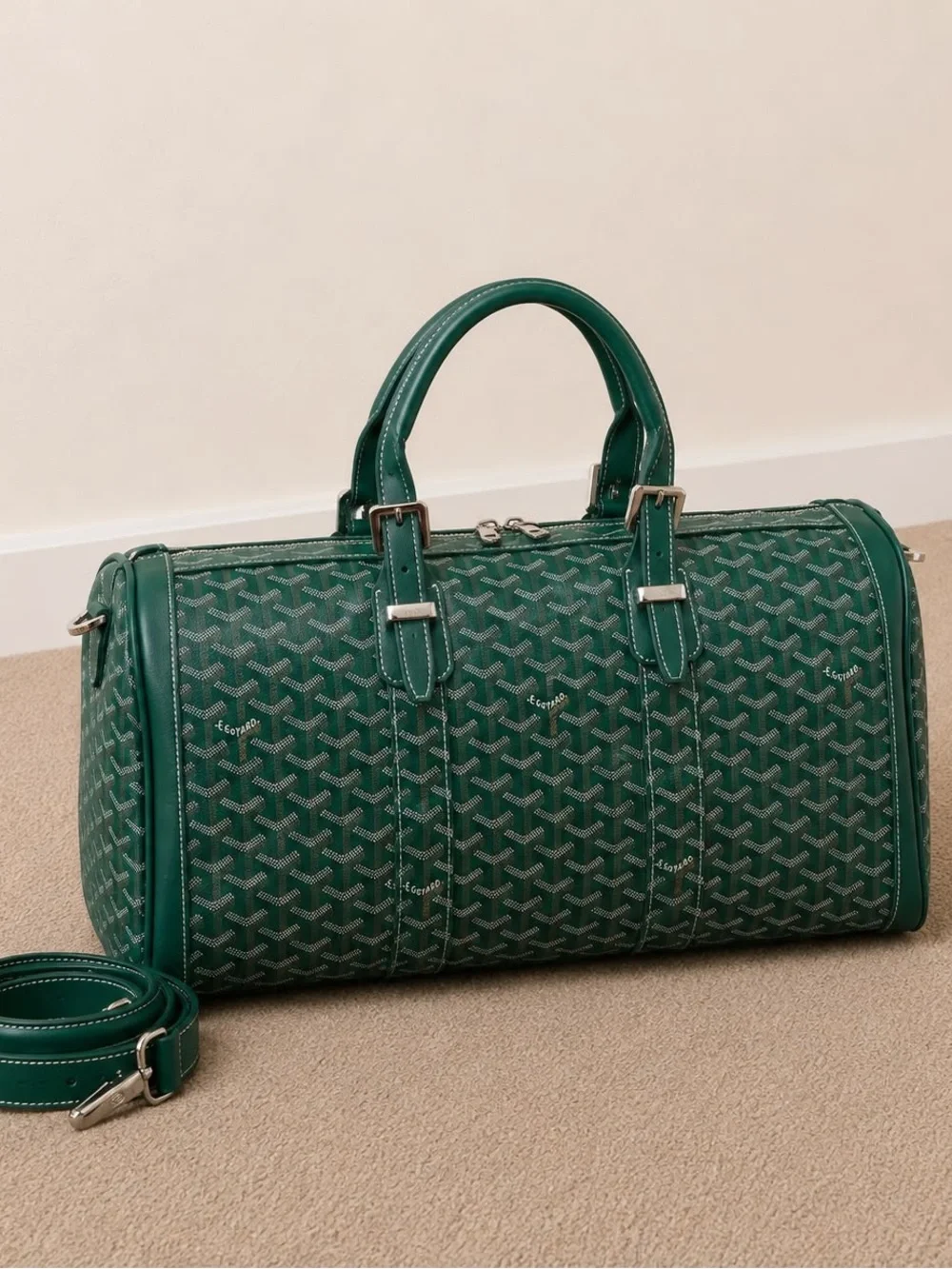 Green Patterned duffel bag